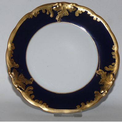 Antik Kobalt Sammler Küchenteller Porzellan Wawel Poland Gold Malerei Goldmalerei