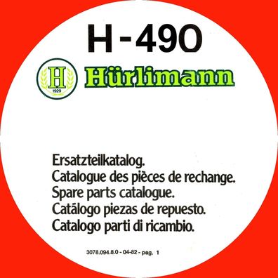 Ersatzteilliste Hürlimann für den Traktoren H-490