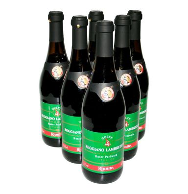 Lambrusco Dolce DOC 6 X 0,75 l Cantine Riunite roter Perlwein süß 7,5% Reggiano