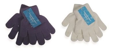 2 Paar Kinder-Handschuhe „Magic-Gloves“ uni, warme dehnbare Strickhandschuh Lila/ ...