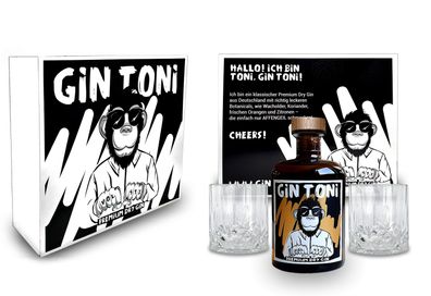 Gin Tonic Giftbox Geschenkset - Affengeiler Gin - Gin Toni Premium Dry Gin 0,5l