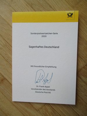 Deutsche Post Chef Dr. Frank Appel Autogramm & Sonderpostwertzeichen 2020!!!!