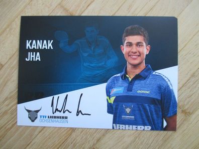 Tischtennis Bundesliga Ochsenhausen Saison 20/21 Kanak Jha - hands. Autogramm!!!