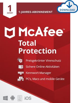 McAfee Total Protection - 1 Gerät - Laufzeit 1 Jahr - Key - ESD - Download