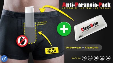 Anti-Paranoia-Pack für Männer Unterwäsche + 1x 25 ml CleanU Clean Urin