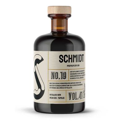 Mein Gin - Schmidts Premium Dry Gin No19 - Der Schmidt Gin 0,5L (41% Vol)