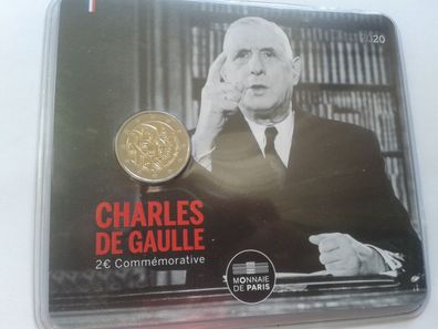 Original 2 euro 2020 Frankreich coincard Charles de Gaulle