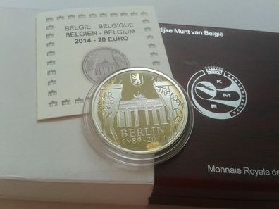 Original 20 euro 2014 PP Belgien Silber Fall der Mauer Deutsche Einheit