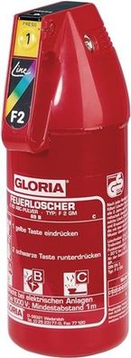 GLORIA 001873.0000 KFZ-Pulverfeuerlöscher 2 kg mit Dauerdruck Brandklasse A 13