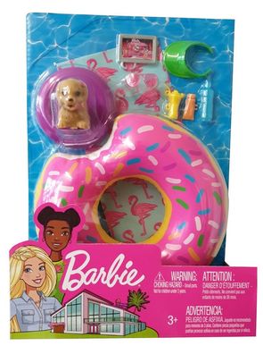 Barbie FXG38 - Möbel-Set Thema: Flamingo mit Donut-Schwimmring und Zubehör