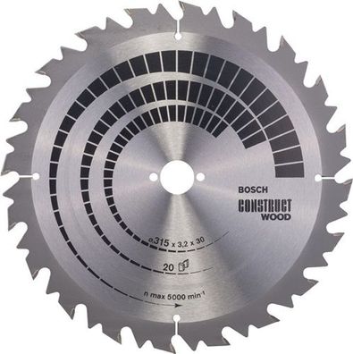 BOSCH 2608640701 Kreissägeblatt Außen-Ø 315 mm Zähnezahl 20 WZ Bohrung 30 mm Sc