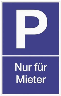 Parkplatzbeschilderung Parken für Mieter L250xB400 mm Kunststoff blau/ weiß