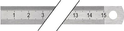 PROMAT Stahlmaßstab Länge 150 mm rostfreier Stahl biegsam Teilung B = mm/1/2 m