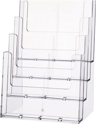 HELIT H23524- 02 Tischprospekthalter 4 x DIN A4 hoch Kunststoff transparent fre