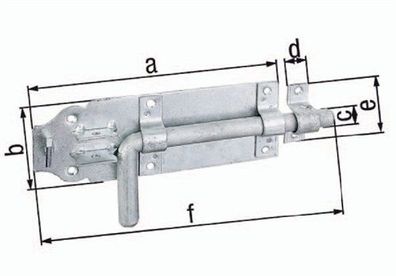 GAH 124359 Bolzenriegel mit rundem Griff mit befest. Schlaufe Breite 70 mmLänge 1