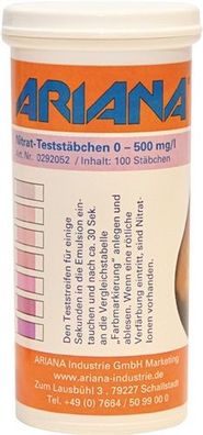 ARIANA 292052 Messstäbchen TRGS 611 Nitrat-Gehalt 0-500 mg/ l 100 St.