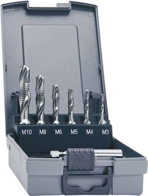 PROMAT Kombigewindebohrersatz DIN 3126 M3-M10 7 teilig HSSG Kunststoffkassette