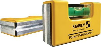 Stabila 17768 Wasserwaage Pocket PRO Magnetic 7,2 cm Aluminium gelb ± 1mm/ m mit