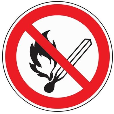 Verbotszeichen ASR A1.3/ DIN EN ISO 7010 Feuer/ Licht verboten Folie
