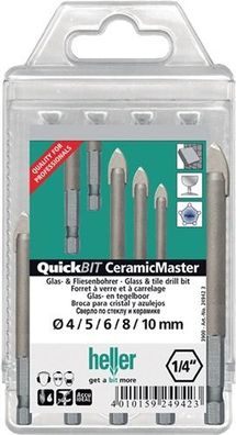 HELLER 24942 Bohrersatz QuickBit® Ceramik Master 5-teilig D. 4, 5, 6, 8, 10 mm