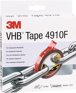 3M 7000072294 Montageband VHB Tape 4910F Länge 3 m Breite 19 mm transparent