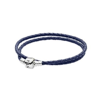 Armband - Leder Sterlingsilber D3 - blau
