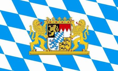 Fahne Flagge Bayern mit Löwenwappen Premiumqualität