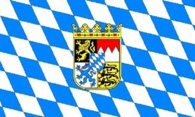 Fahne Flagge Bayern mit Wappen Premiumqualität