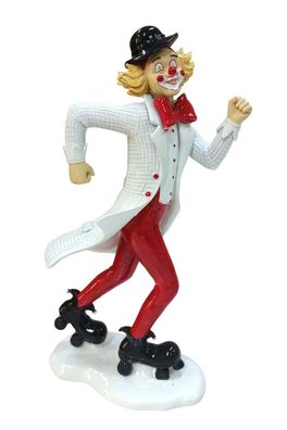 Dekofigur Clown auf Rollschuhen rot weiß 23,5 cm Figur Karneval Köln Harlekin
