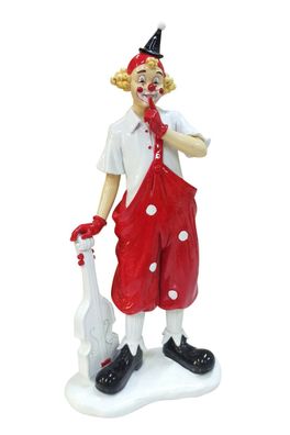 Dekofigur Musik Clown mit Geige rot weiß 25 cm Figur Karneval Köln Harlekin