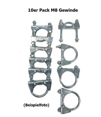 10er Pack Auspuffschelle / Montageschelle / Clamp / Universal M8 Ø 54mm