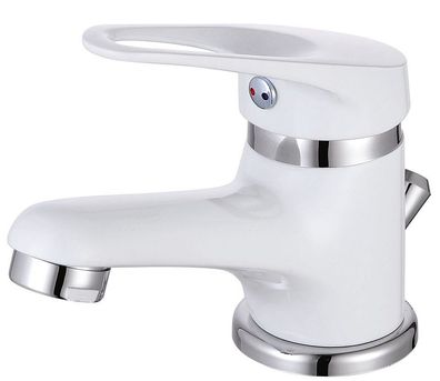 Waschtischarmatur Speed Einhandmischer Badarmatur mit Ablaufgarnitur Chrom/ Weiß