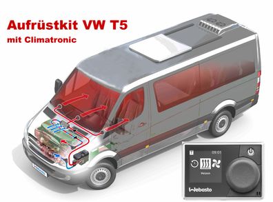 Webasto Aufrüstkit VW T5 Climatronic, Einbausatz + Vorwahluhr, 9012104E, 9029783C