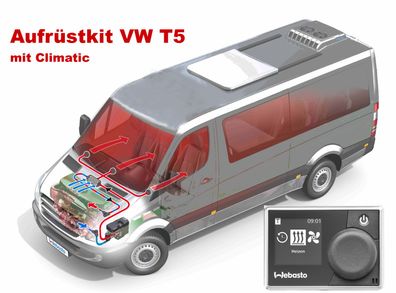 Webasto Aufrüstkit VW T5 Climatic, Einbausatz + Vorwahluhr, 9012103D, 9029783C