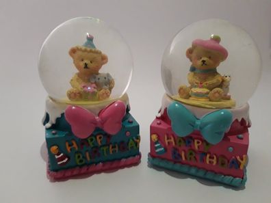 1 Schneekugel Teddybär, Happy Birthday Geburtstag, Glitzerkugel Glitterkugel Geschenk
