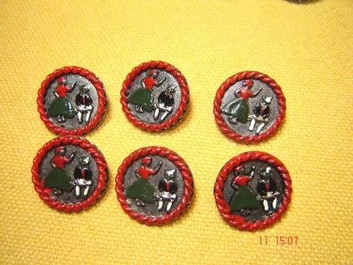 10 Stück Trachtenknöpfe Trachtenpaar handbemalt rot 1,7cm Dirndlknopf p
