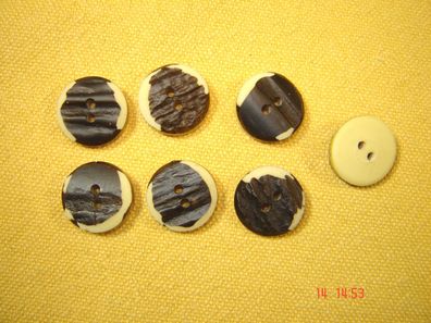 7 Stück Trachtenknöpfe sehr schön Hirschhorn Imitat dunkelbraun angeschliffen 2,3 cm