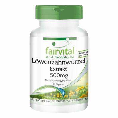Löwenzahnwurzel-Extrakt 500mg 10-fach konzentriert vegan - 90 Kapseln - fairvital