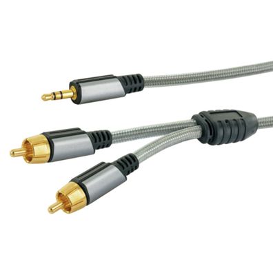 Audio Adapterkabel 2,5m 3,5mm Klinke zu 2x CINCH MP3 vergoldet NEU Markenware