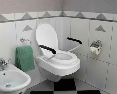 Russka Toilettensitzerhöhung höhenverstellbar 8, 10, 13cm Deckel Armlehnen 130kg