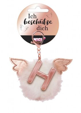 Nici 46977 Taschenanhänger Schutzbommel mit Flügeln + Pompon Metallbuchstabe H