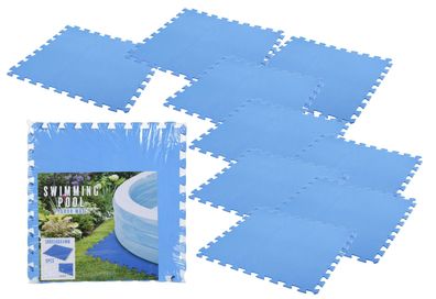 Bodenmatte in blau - 9 Stück 50x50cm - Poolmatte 4mm - Pool Unterleg Matte Schutz