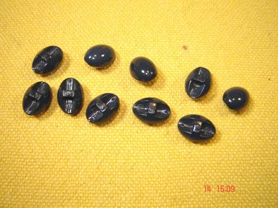 10 Knöpfe klein oval, wie Knebelknopf dunkelblau 1,2 cm Kunststoff Knöpfchen