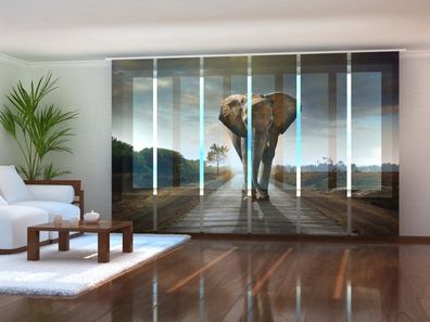 Schiebegardine riesiger Elefant, Flächenvorhang mit Motiv, Fotodruck, Gardine auf Maß