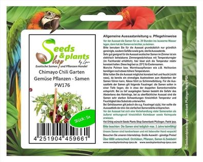 5x Chimayo Chili Garten Gemüse Pflanzen - Samen PW176