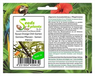 5x Ayuyo Orange Chili Garten Gemüse Pflanzen - Samen PW152