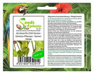 5x Aji Amarillo Chili Garten Gemüse Pflanzen - Samen PW48