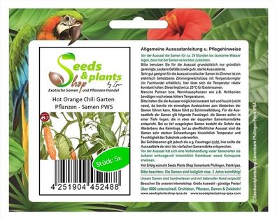 5x Hot Orange Chili Garten Pflanzen - Samen PW5