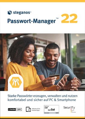 Steganos Passwort Manager 22 für 5 Geräte - Laufzeit 1 Jahr - Key - Download