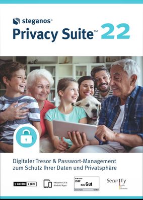 Steganos Privacy Suite 22 für 5 Geräte - Laufzeit 1 Jahr - Datentresor - ESD